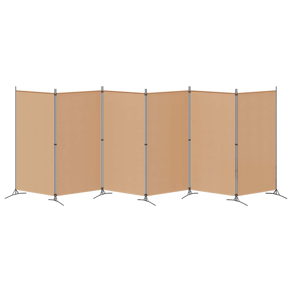 6-teiliger Raumtrenner Beige 520 x 180 cm Stoff