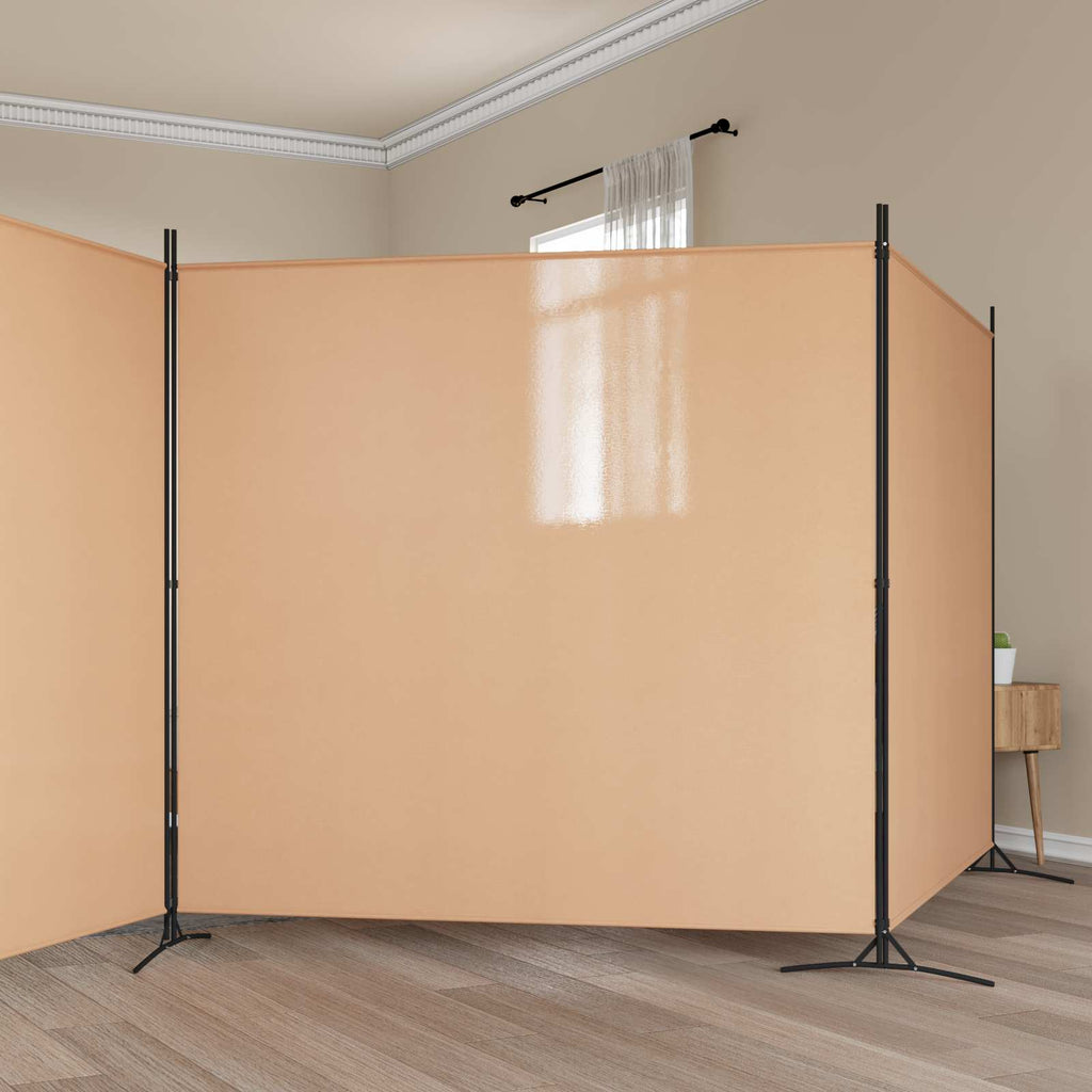 4-teiliger Raumteiler Beige 525 x 180 cm Stoff