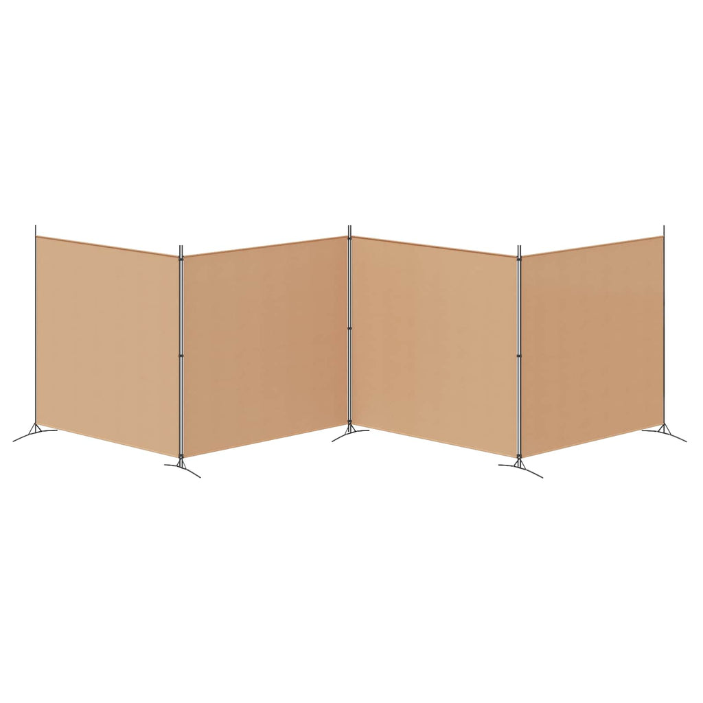 4-teiliger Raumteiler Beige 698 x 180 cm Stoff