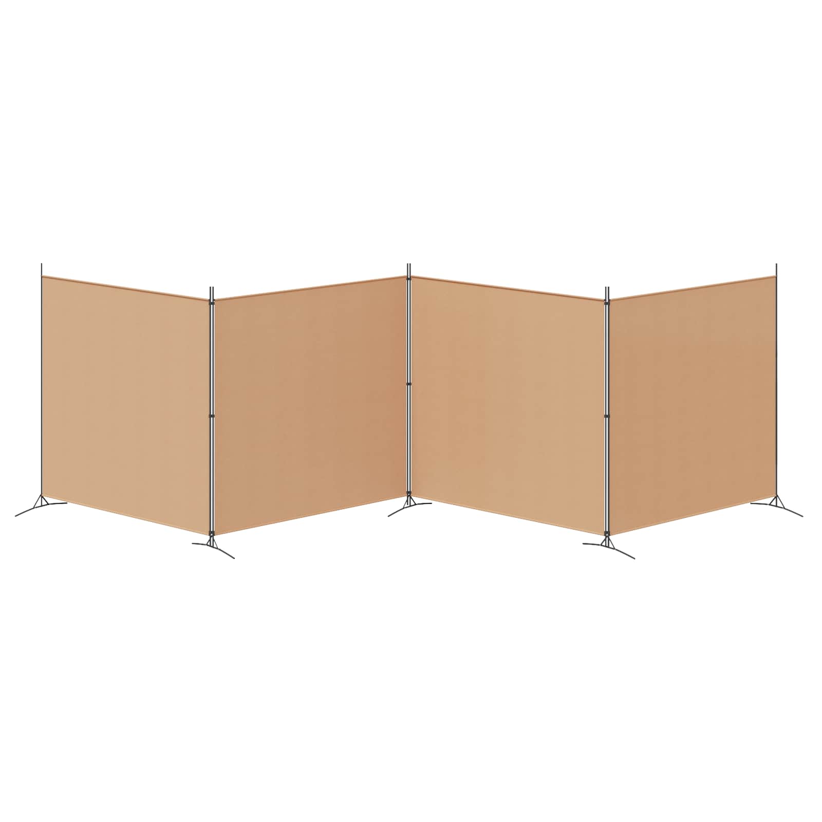 4-teiliger Raumteiler Beige 698 x 180 cm Stoff