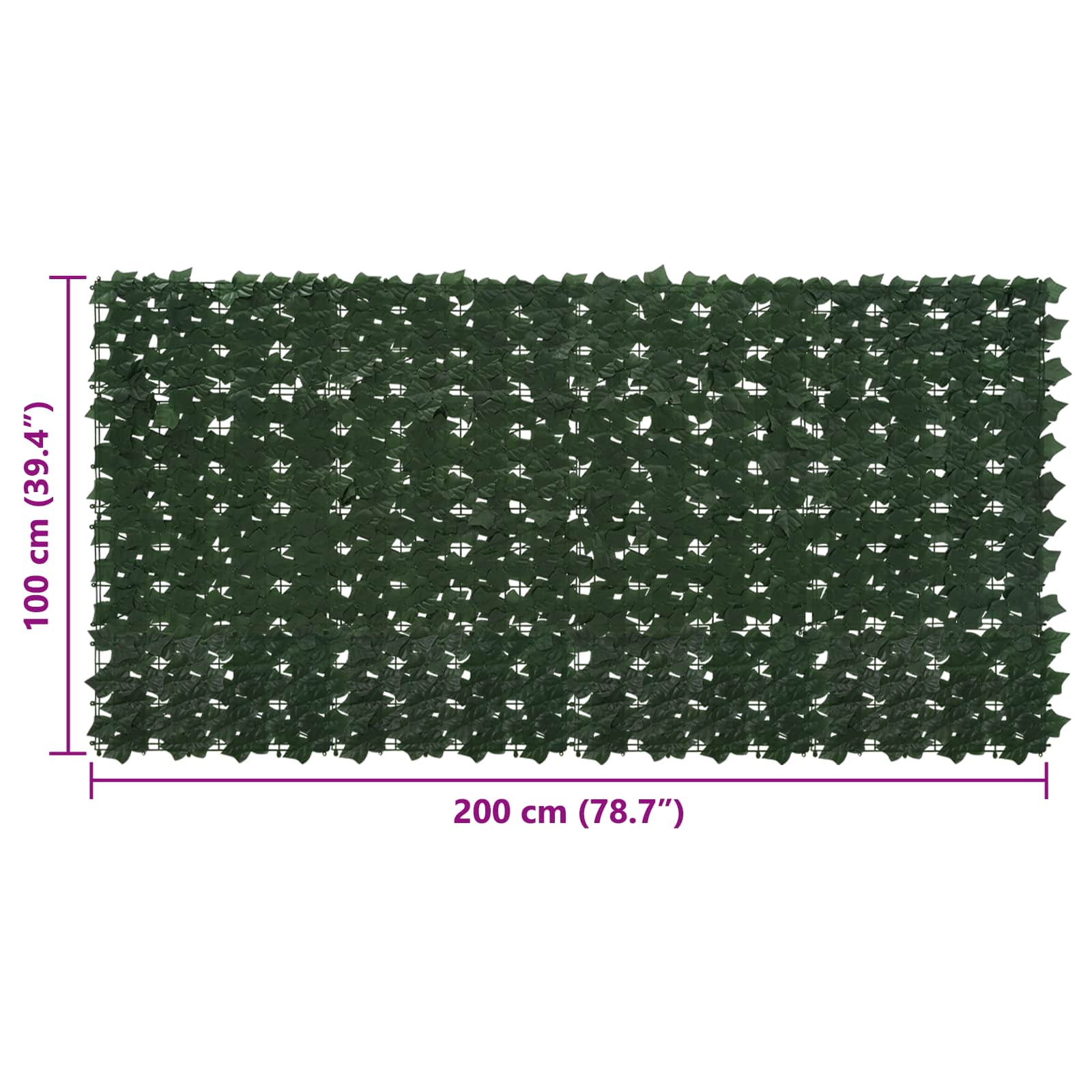 Balkonsichtschutz mit Blättern Dunkelgrün 200 x 100 cm