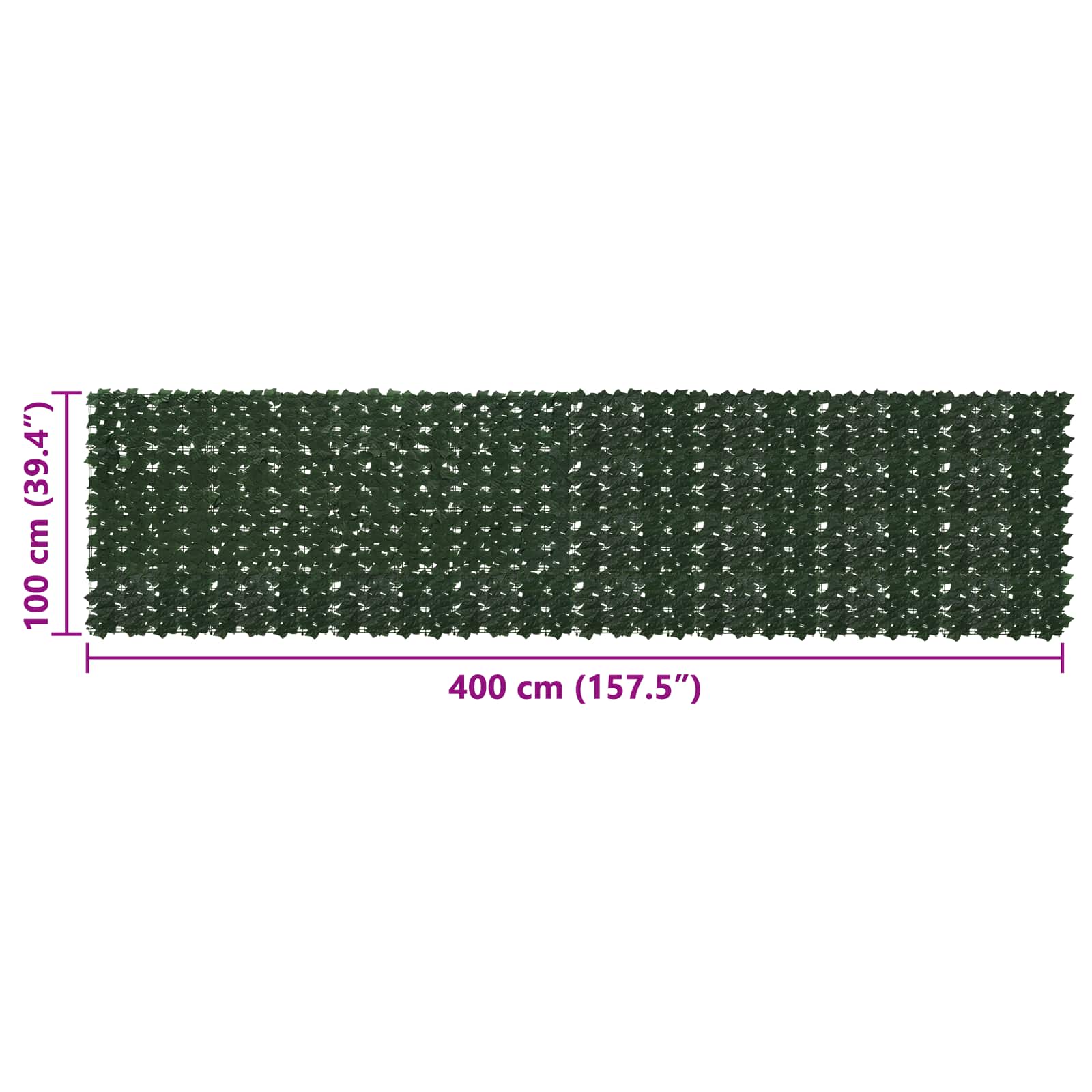 Balkonsichtschutz mit Blättern Dunkelgrün 400 x 100 cm