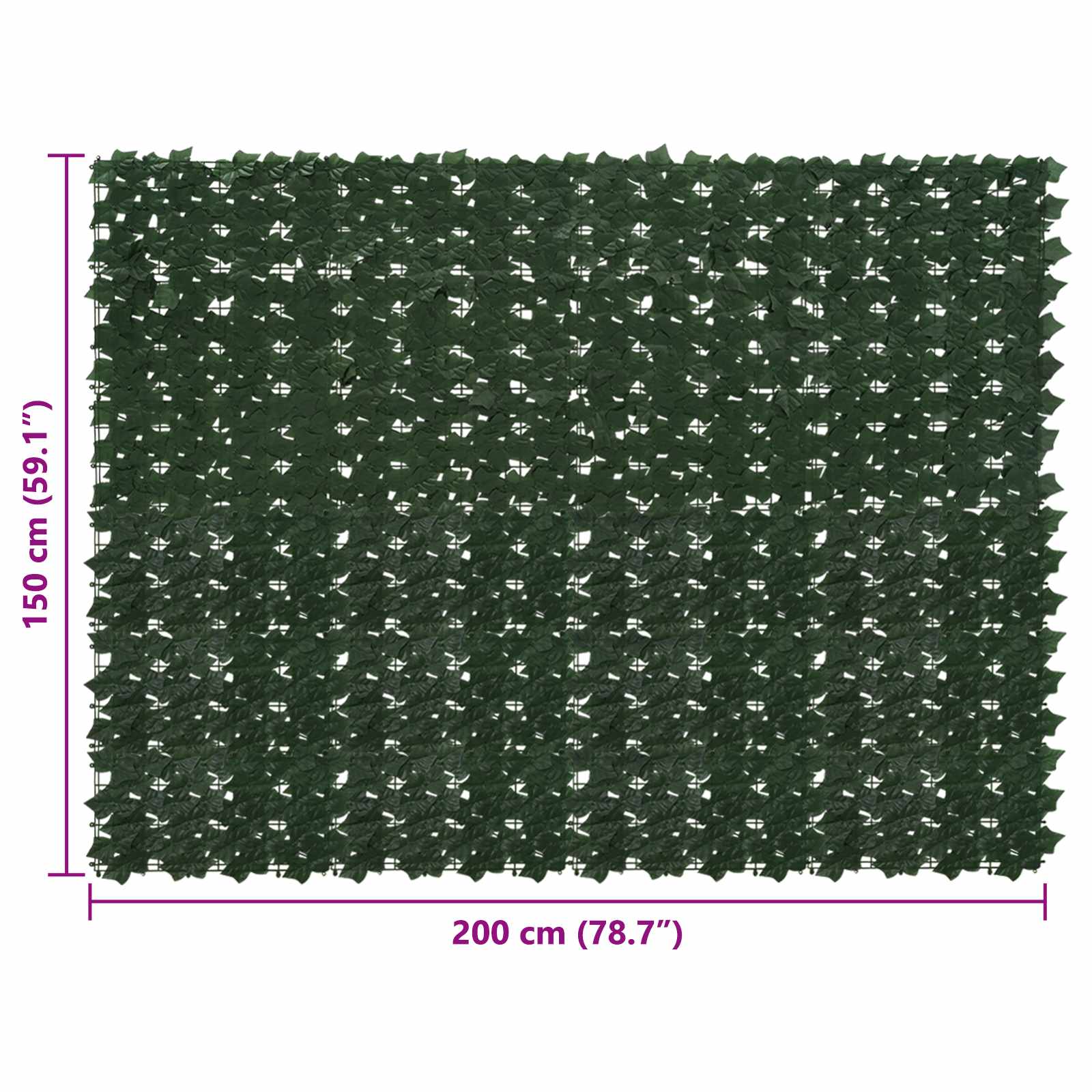 Balkonsichtschutz mit Blättern Dunkelgrün 200 x 150 cm