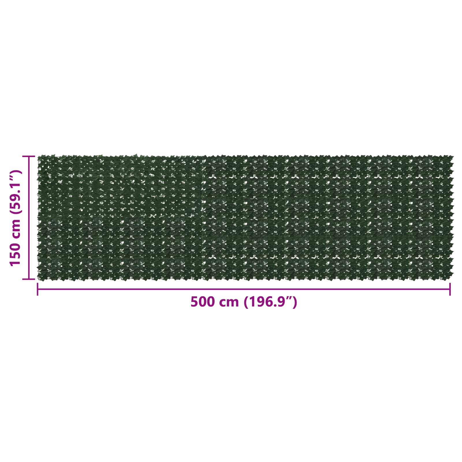 Balkonsichtschutz mit Blättern Dunkelgrün 500 x 150 cm