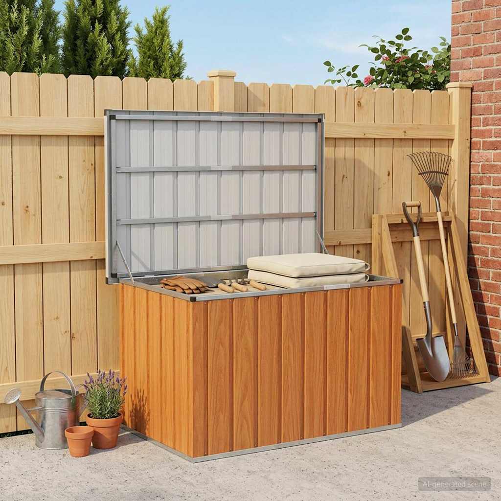 Außenlagerbox Holz 109 x 67 x 65 cm Verzinkter Stahl
