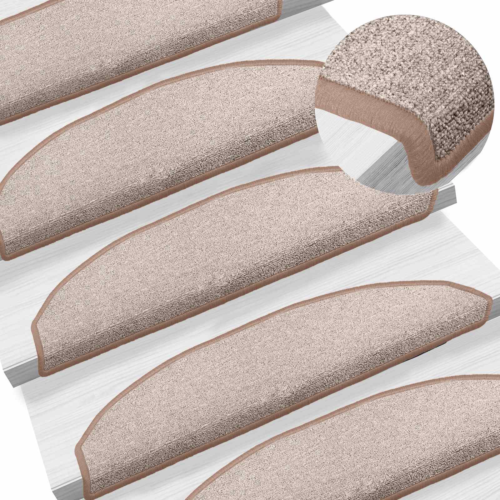 Selbstklebende Treppenschoner Halbkreis 15 pcs Hellbraun
