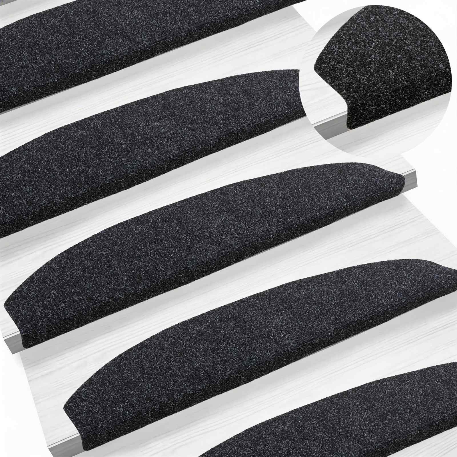 Selbstklebende Treppenschoner 15 pcs Schwarz 80 x 24,5 x 3,5 cm