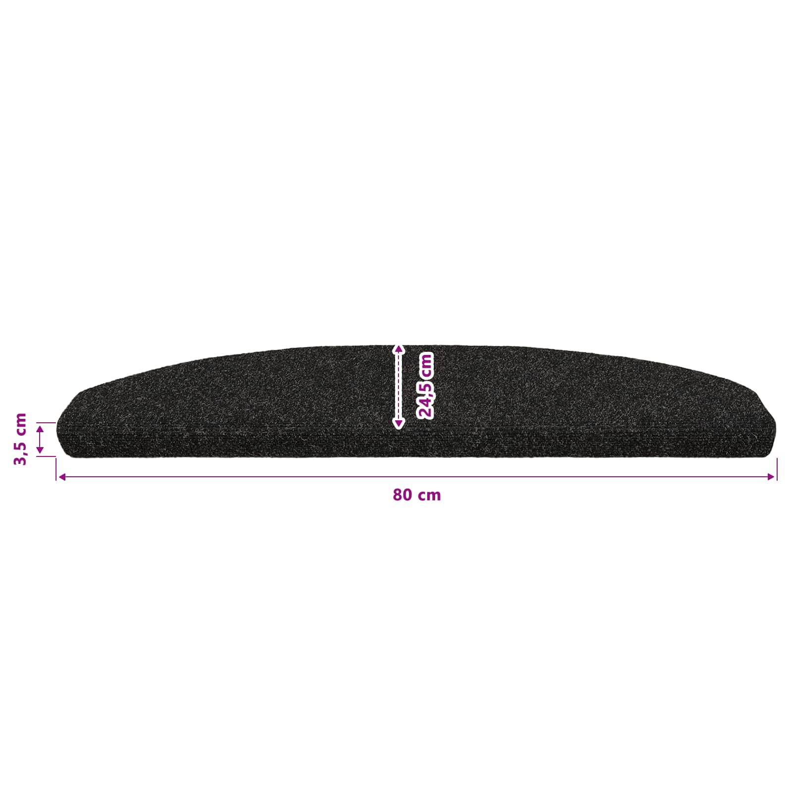 Selbstklebende Treppenschoner 15 pcs Schwarz 80 x 24,5 x 3,5 cm