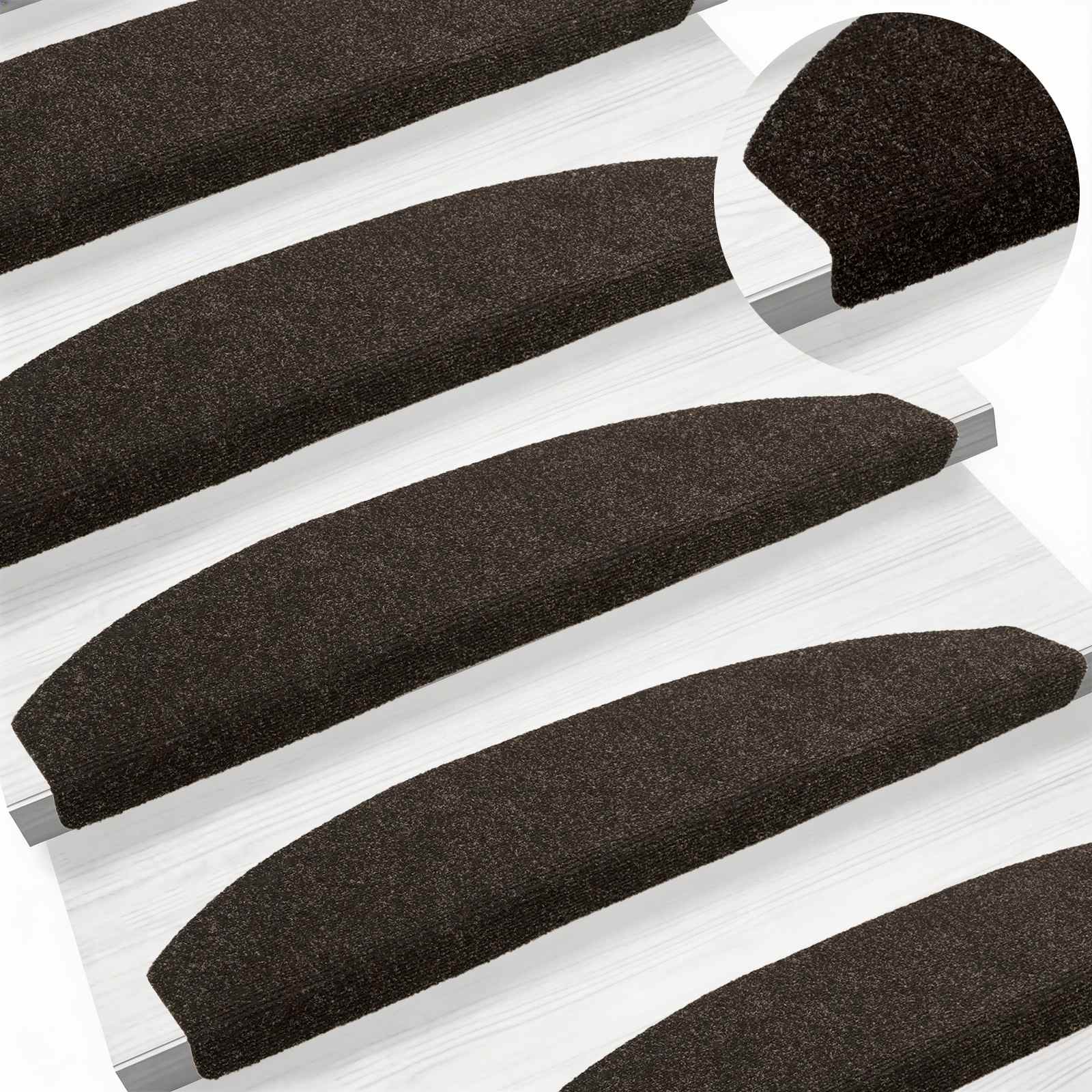 Selbstklebende Treppenschoner Halbkreis 15 pcs Dunkelbraun