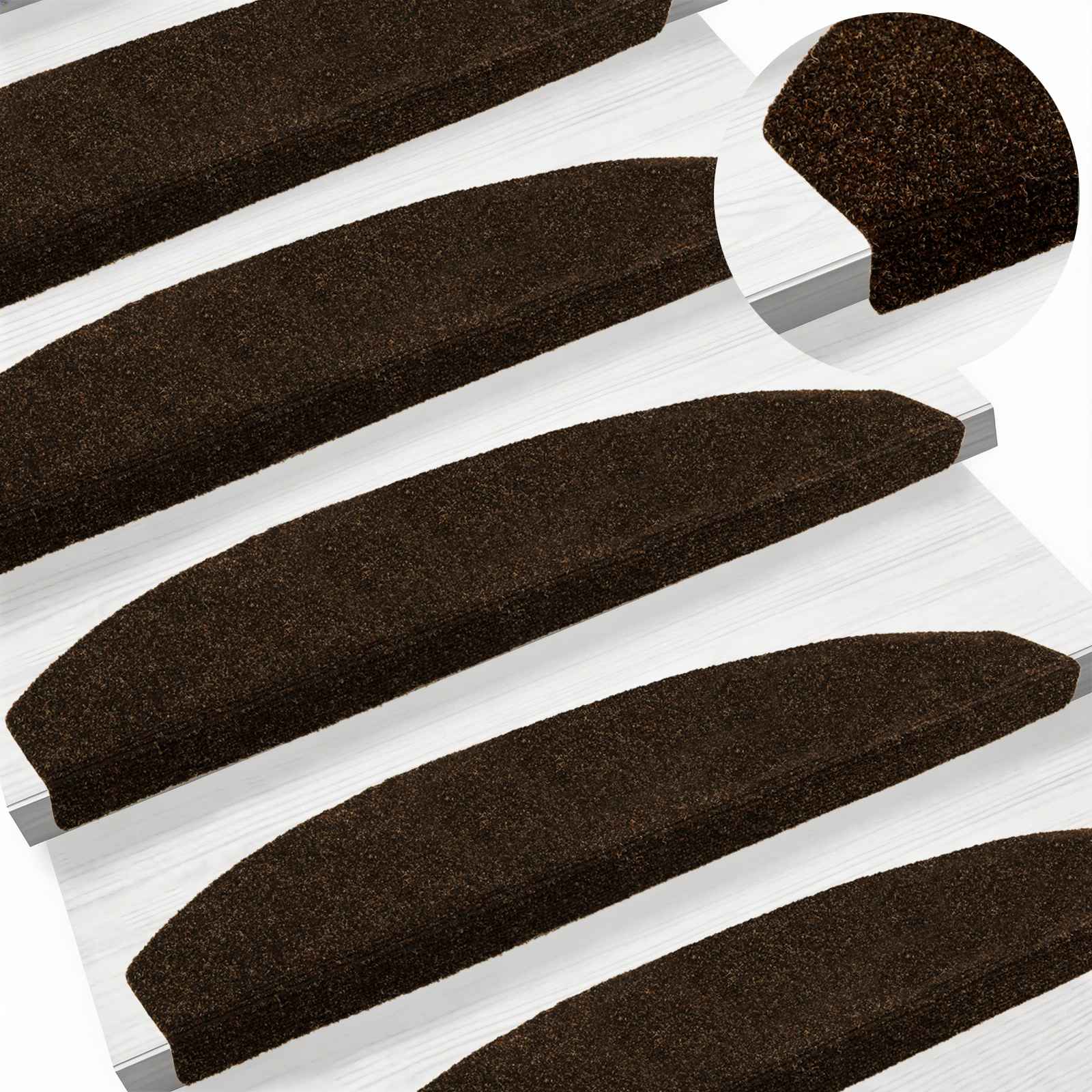 Selbstklebende Treppenschoner 15 pcs Braun 80 x 24,5 x 3,5 cm