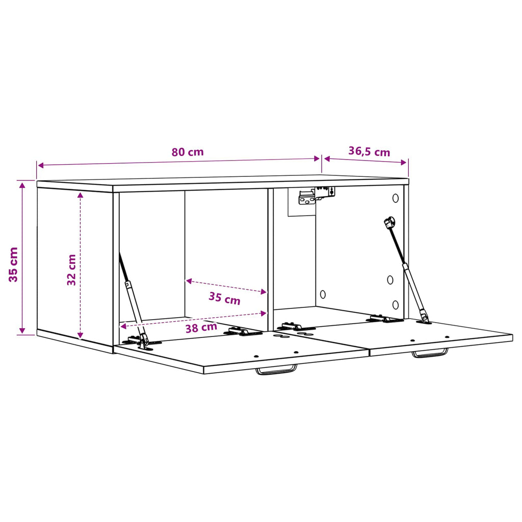 Wandschrank Wandhalterung Artisan-Eiche 80 x 36,5 x 35 cm