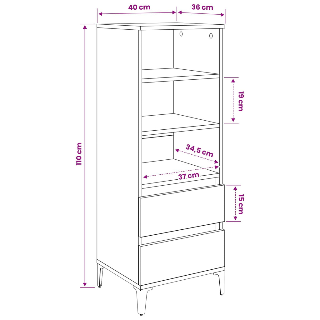 Highboard Artisan-Eiche 40 x 36 x 110 cm Holzwerkstoff