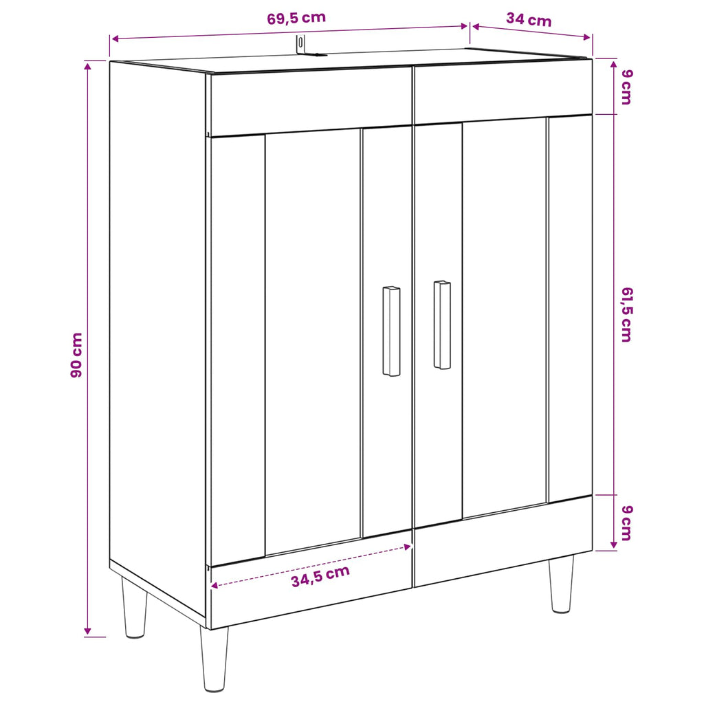 Sideboard Artisan-Eiche 69,5 x 34 x 90 cm Holzwerkstoff