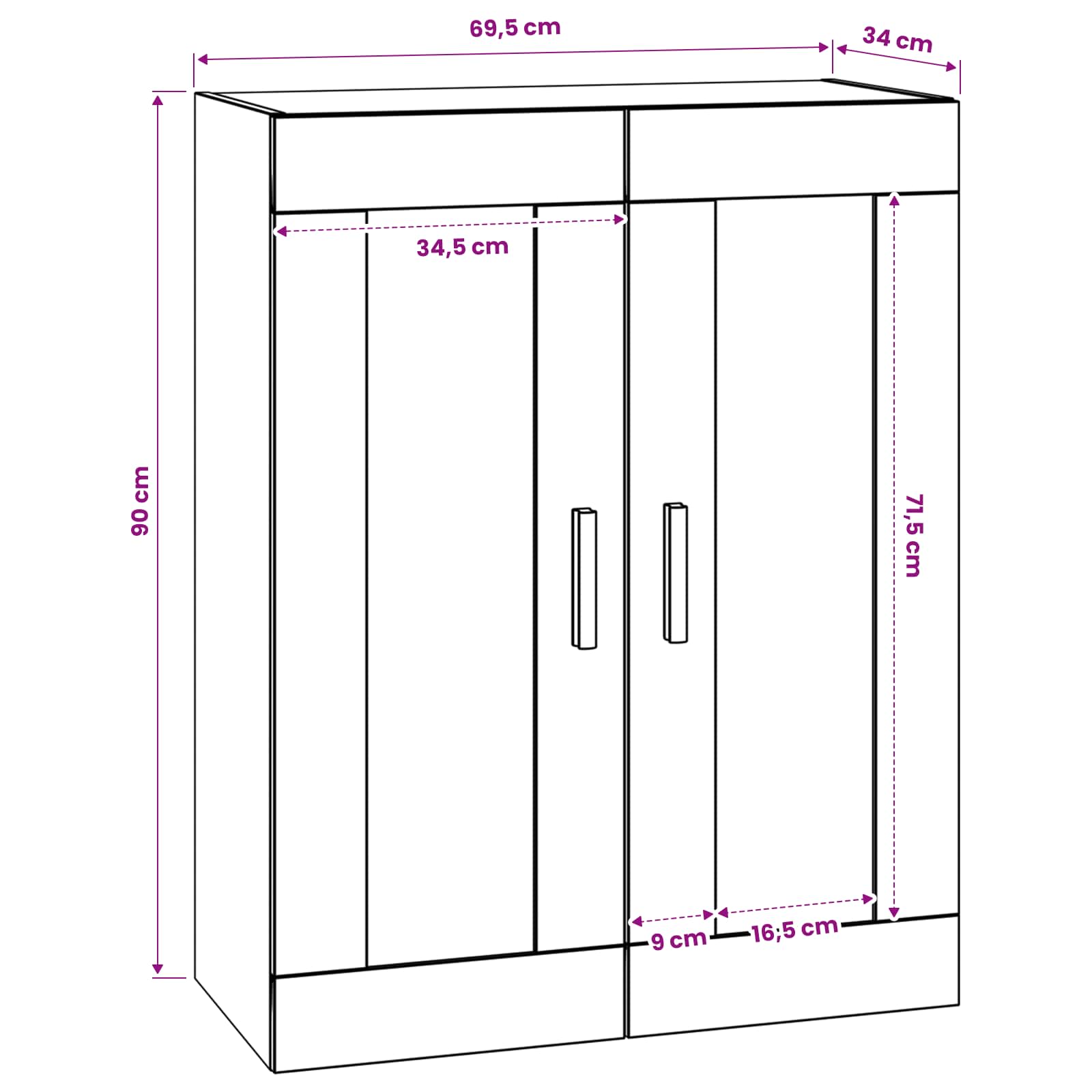 Wandschrank Wandhalterung Artisan-Eiche 69,5 x 34 x 90 cm