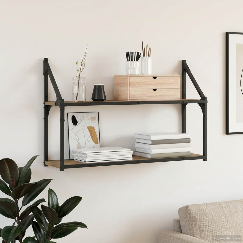 Wandregal Wandhalterung Artisan-Eiche 80 x 21 x 51 cm Metall PB