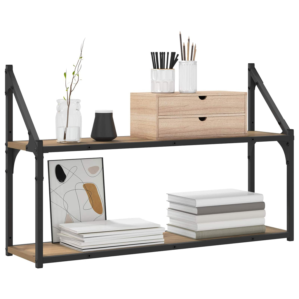 Wandregal Wandhalterung Artisan-Eiche 80 x 21 x 51 cm Metall PB