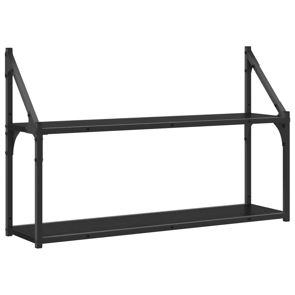 Wandregal Wandhalterung Schwarz Eichen-Optik 80 x 21 x 51 cm
