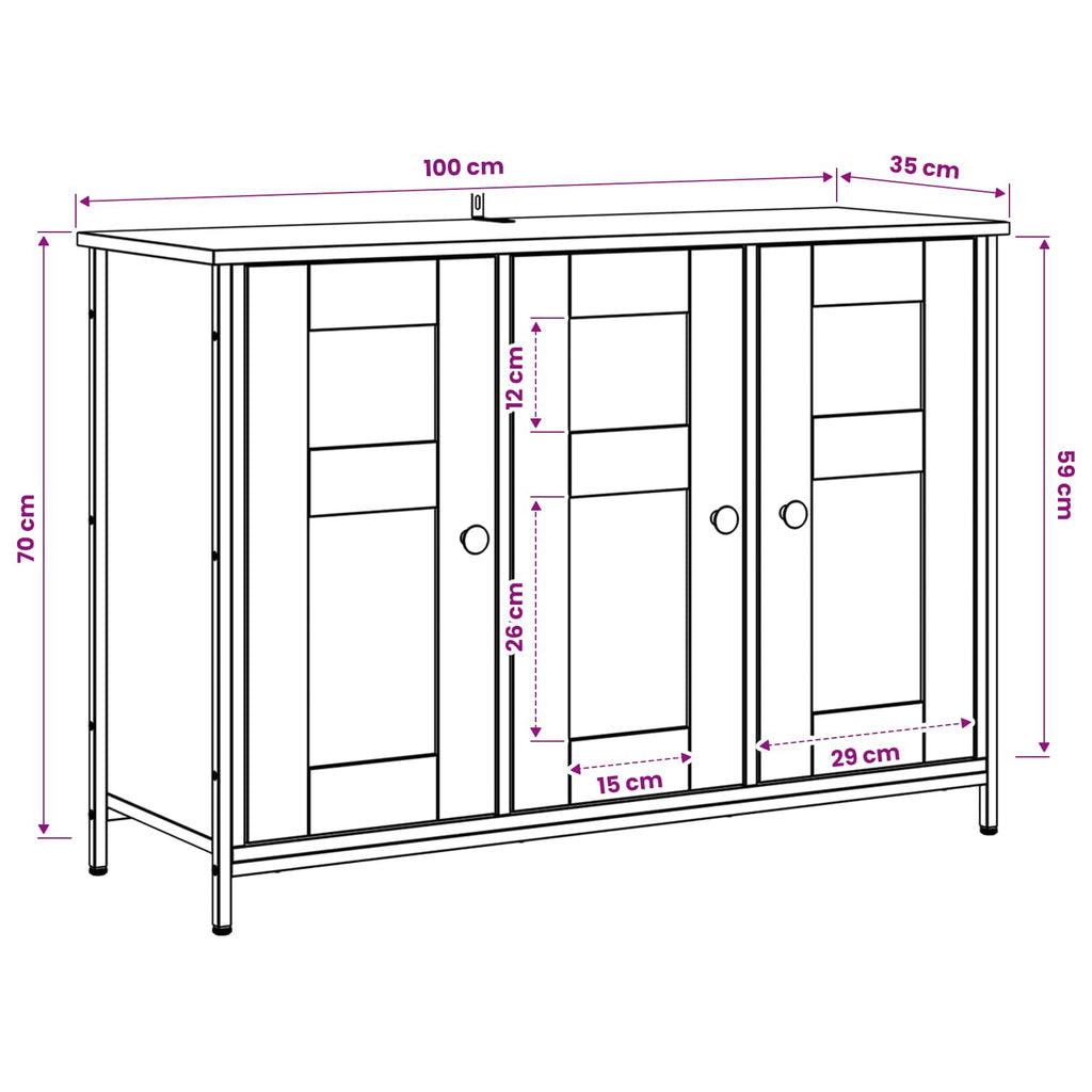 Sideboard Artisan-Eiche 100 x 35 x 70 cm Holzwerkstoff