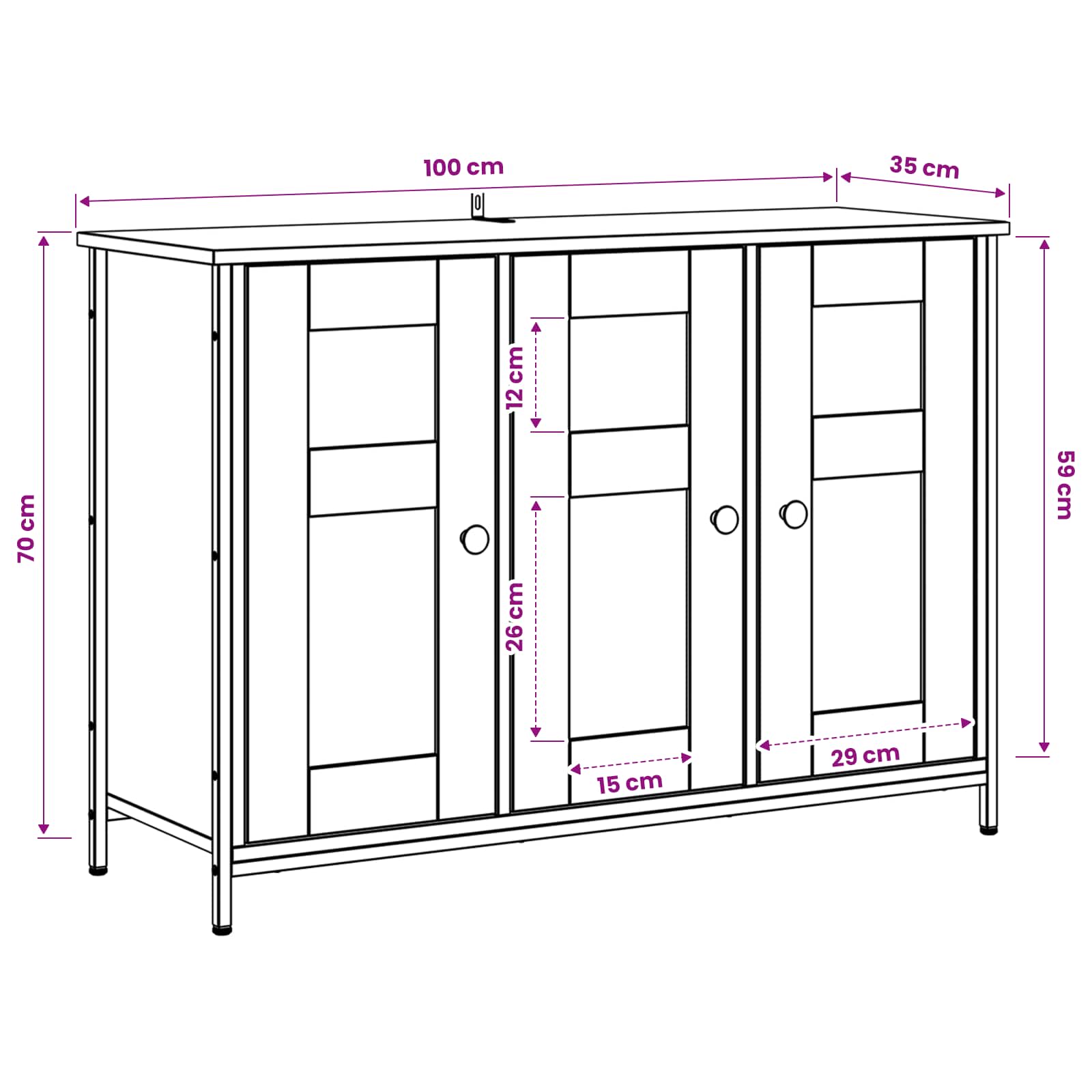 Sideboard Artisan-Eiche 100 x 35 x 70 cm Holzwerkstoff
