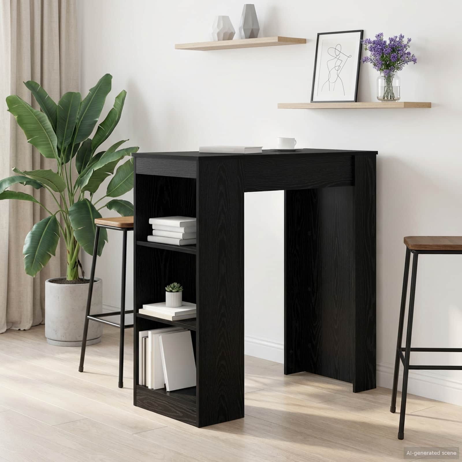 Bartisch 95 x 47 x 103,5 cm Holzwerkstoff Schwarze Eiche