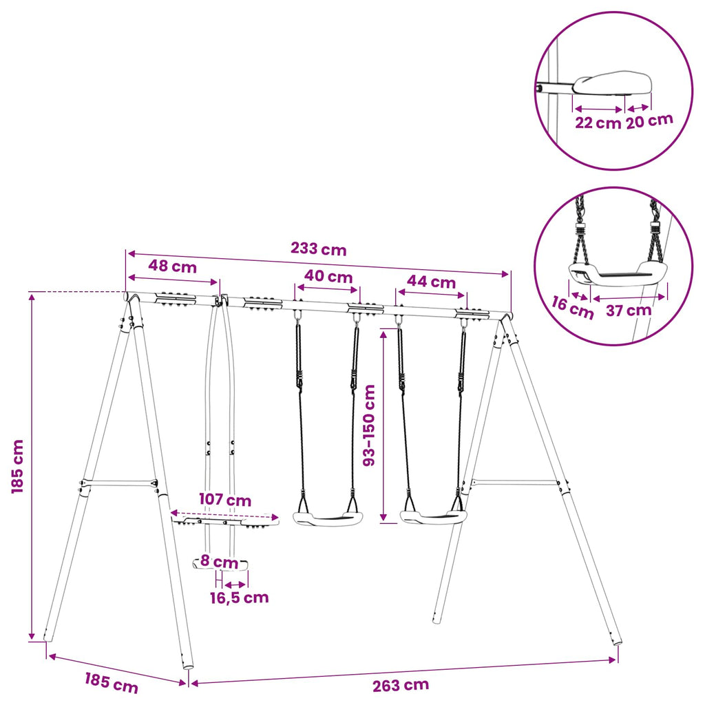 Outdoor Schaukelset Mehrfarbig 263 x 185 x 185 cm Stahl und PE