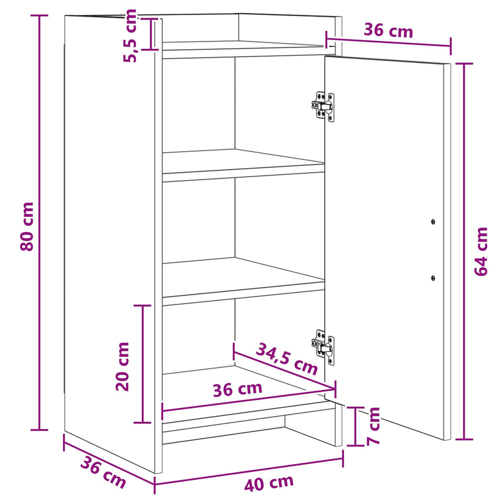 Sideboard Betongrau 40 x 36 x 80 cm Holzwerkstoff