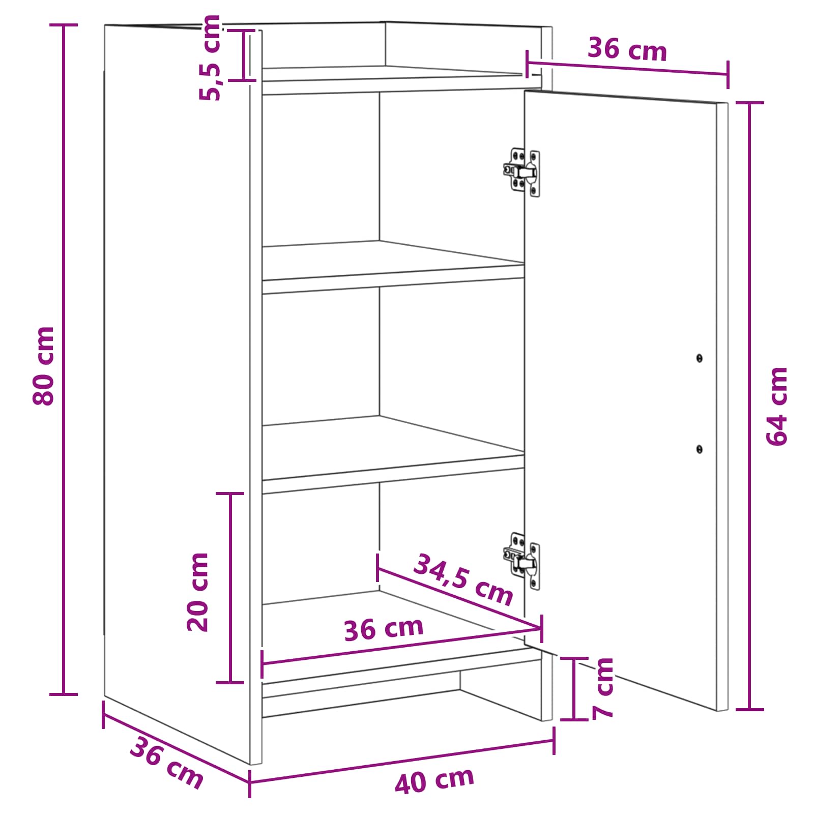 Sideboard Betongrau 40 x 36 x 80 cm Holzwerkstoff