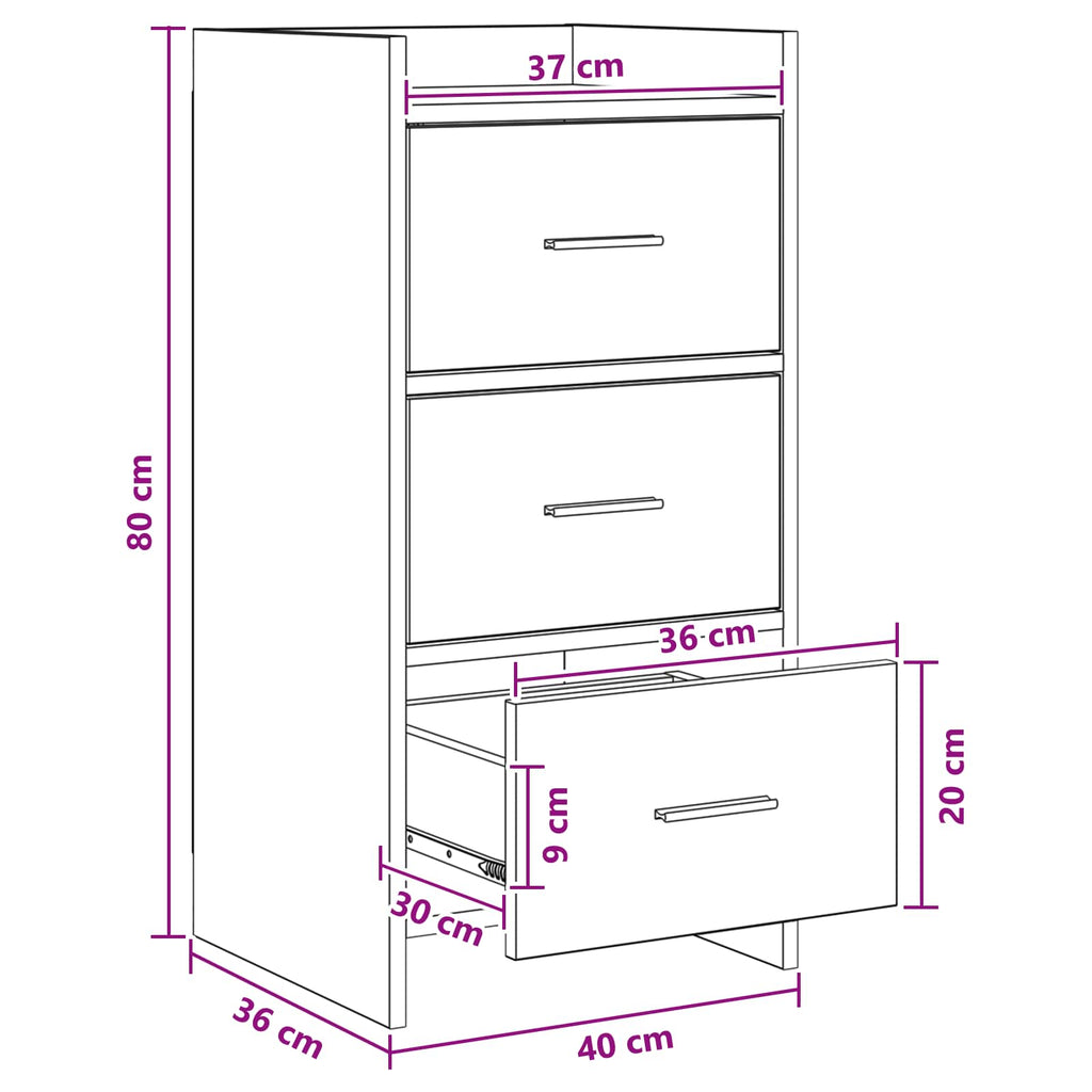 Sideboard Weiß 40 x 36 x 80 cm Holzwerkstoff