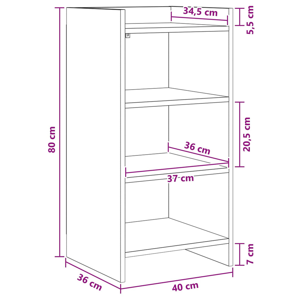 Sideboard Sonoma-Eiche 40 x 36 x 80 cm Holzwerkstoff