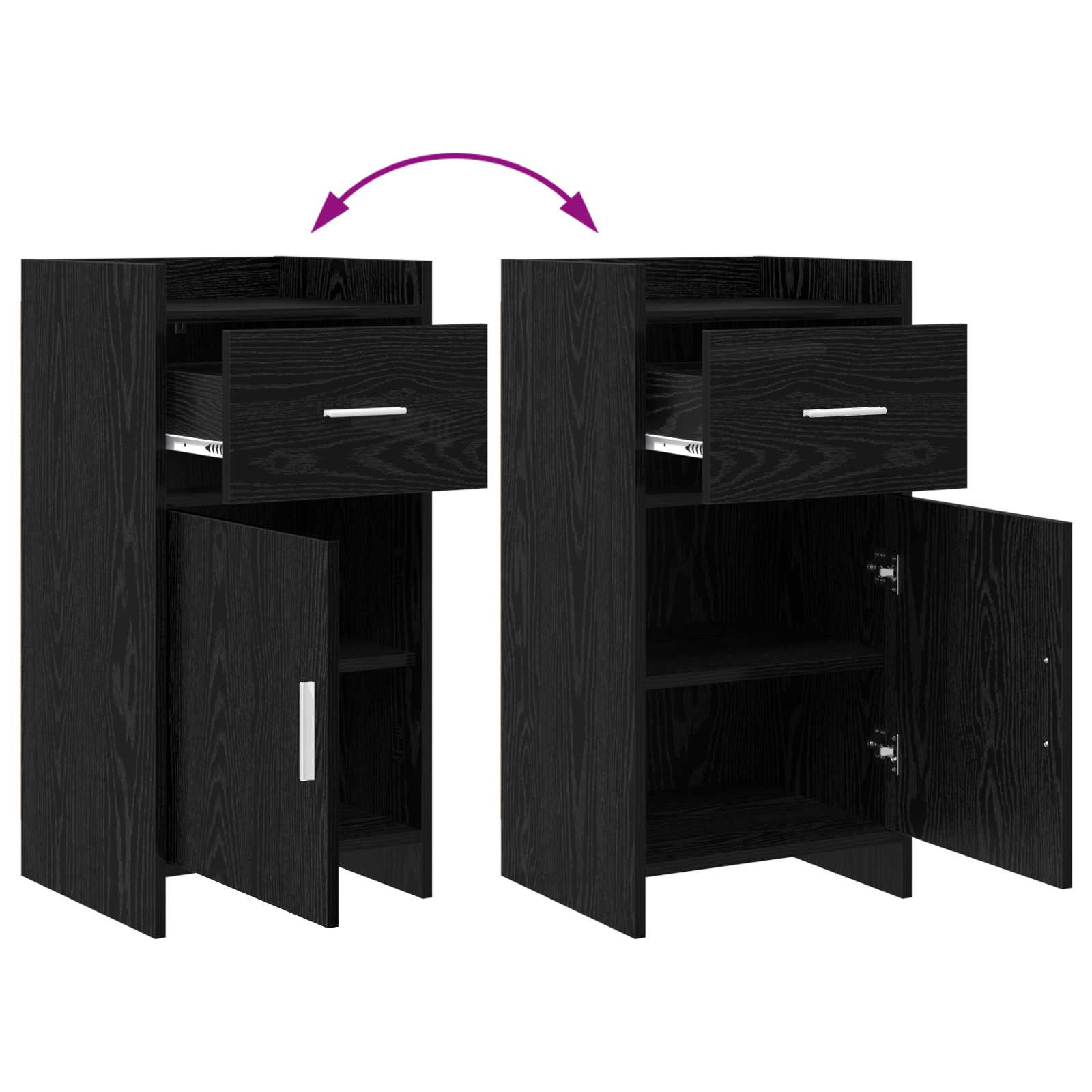 Sideboard Schwarze Eiche 40 x 36 x 80 cm Holzwerkstoff