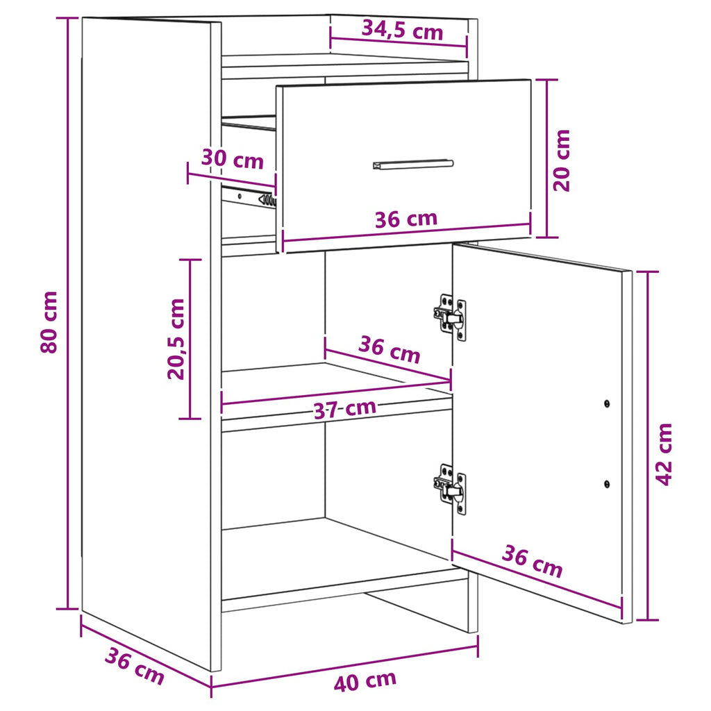 Sideboard Altholz 40 x 36 x 80 cm Holzwerkstoff
