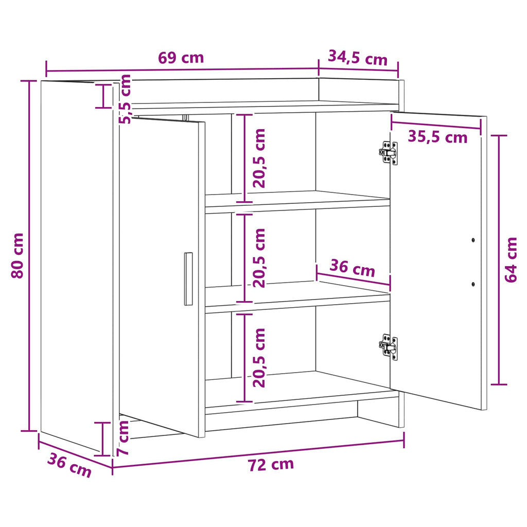 Sideboard Altholz 72 x 36 x 80 cm Holzwerkstoff