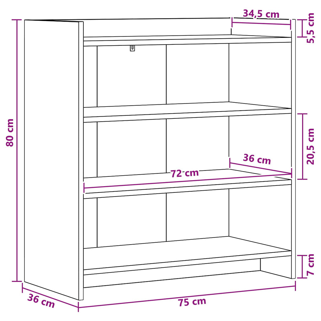 Sideboard Grau Sonoma 75 x 36 x 80 cm Holzwerkstoff