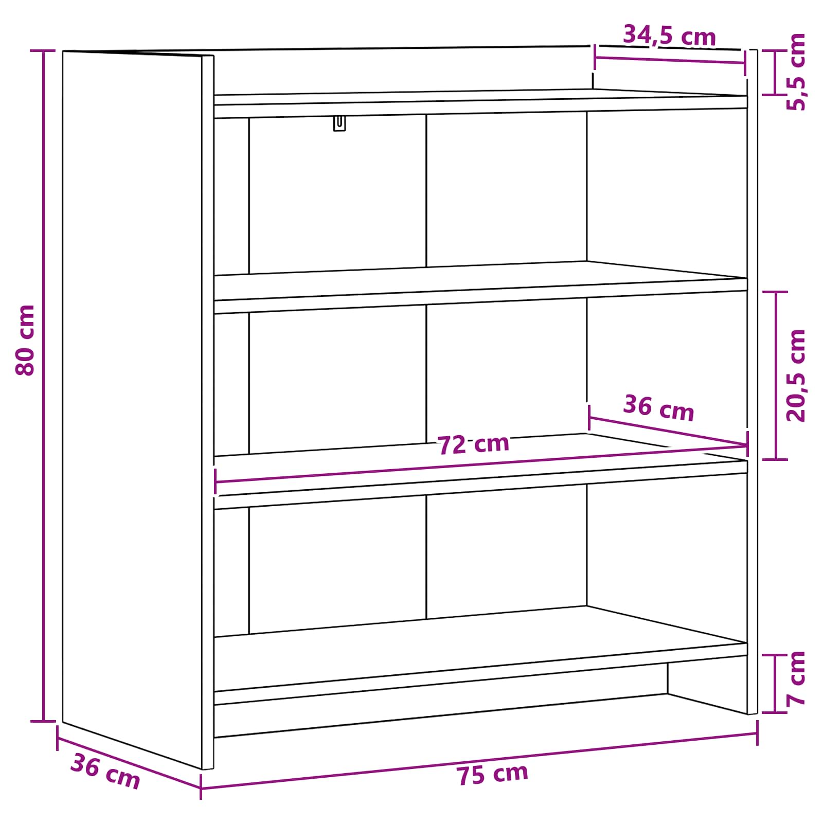 Sideboard Grau Sonoma 75 x 36 x 80 cm Holzwerkstoff