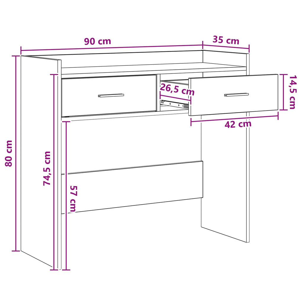 Konsolentisch Betongrau 90 x 35 x 80 cm Holzwerkstoff