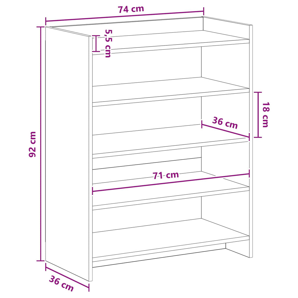 Schuhschrank Sonoma-Eiche 73,5 x 36 x 92 cm Holzwerkstoff