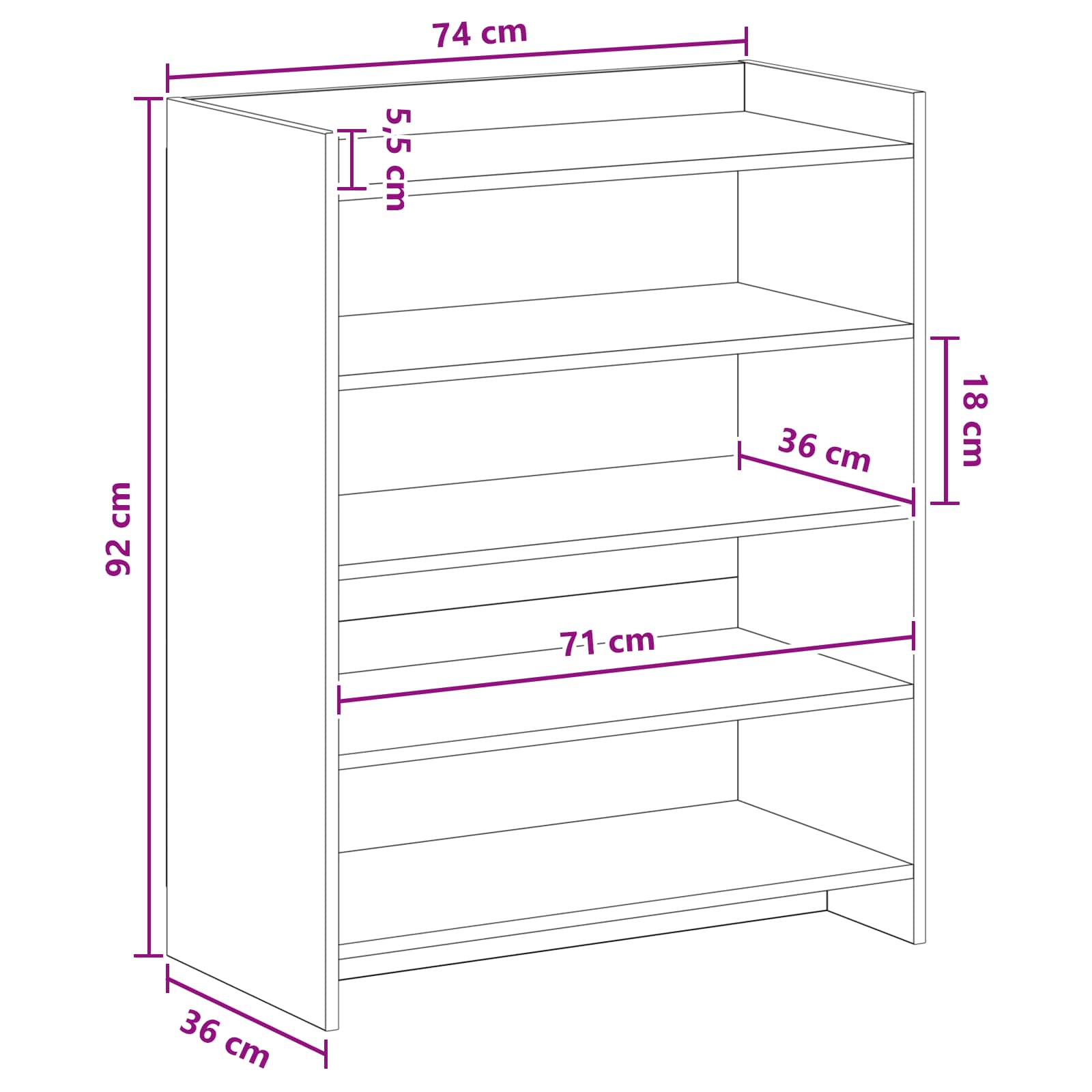 Schuhschrank Betongrau 73,5 x 36 x 92 cm Holzwerkstoff