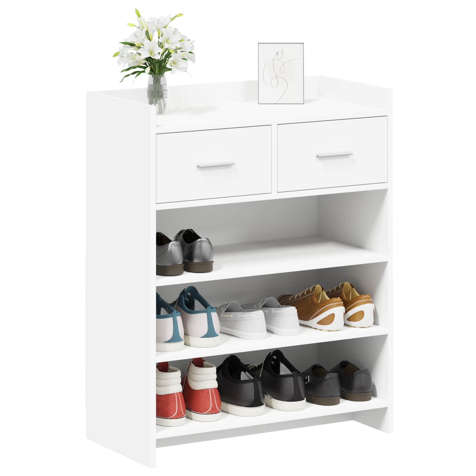 Schuhschrank mit Speicher Weiß 73,5 x 36 x 92 cm Holzwerkstoff