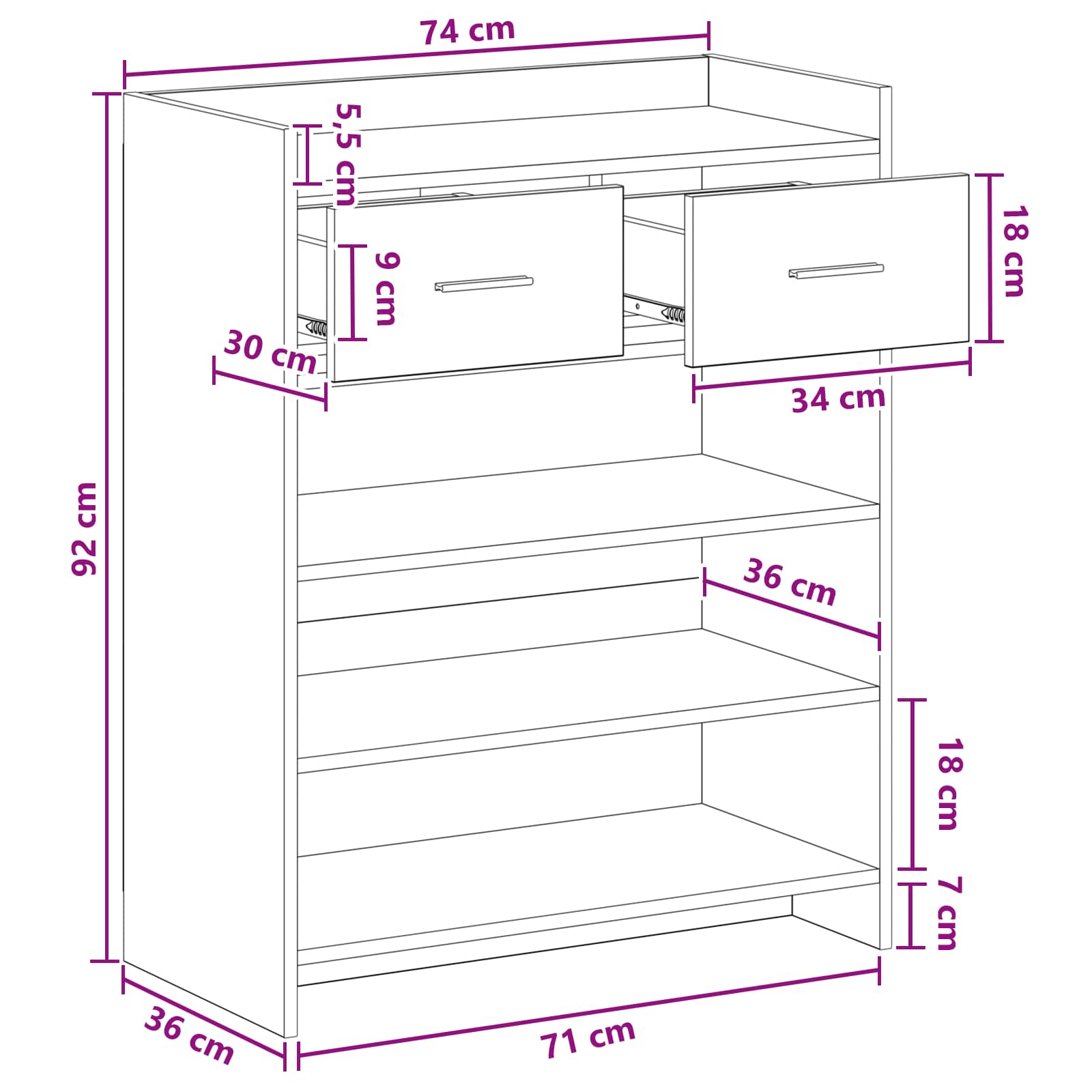 Schuhschrank Altholz 73,5 x 36 x 92 cm Holzwerkstoff