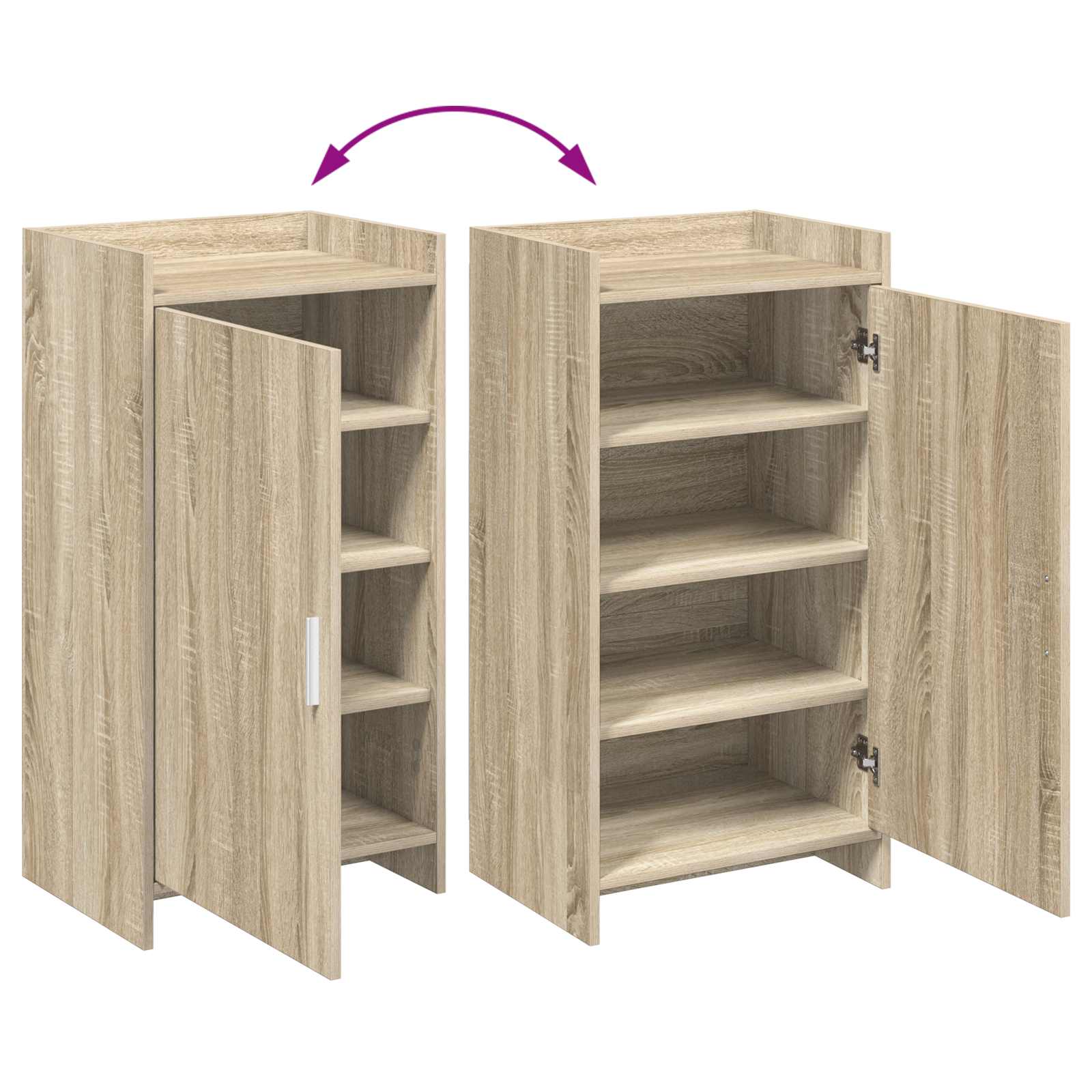 Schuhschrank mit Tür Sonoma-Eiche 48 x 36 x 92 cm Holzwerkstoff