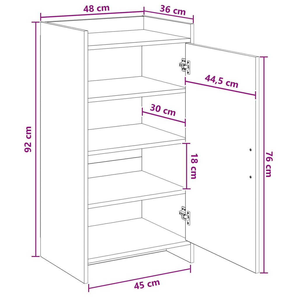 Schuhschrank mit Tür Sonoma-Eiche 48 x 36 x 92 cm Holzwerkstoff