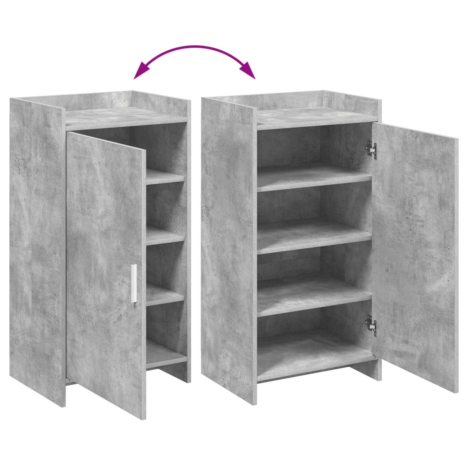 Schuhschrank mit Tür Betongrau 48 x 36 x 92 cm Holzwerkstoff
