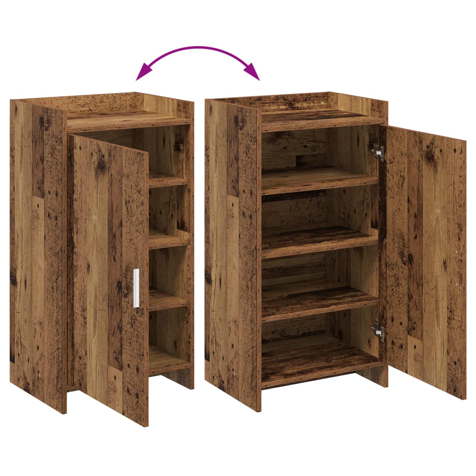 Schuhschrank mit Speicher Altholz 48 x 36 x 92 cm Holzwerkstoff