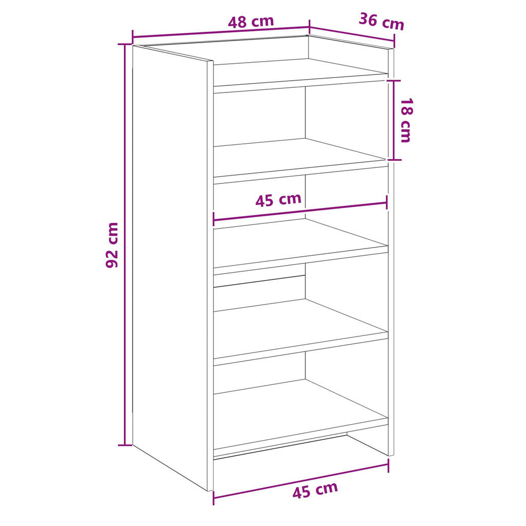Schuhschrank mit Speicher Weiß 48 x 36 x 92 cm Holzwerkstoff