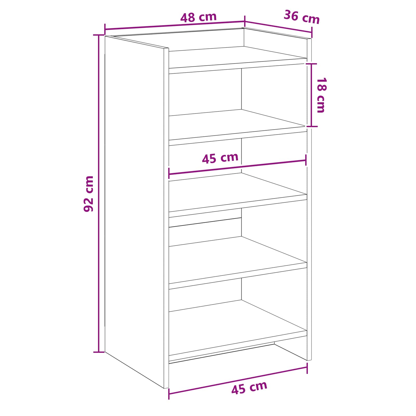 Schuhschrank Sonoma-Eiche 48 x 36 x 92 cm Holzwerkstoff