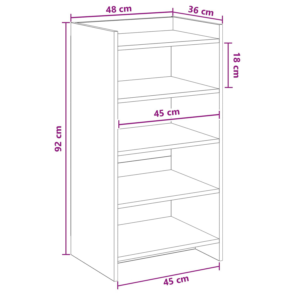 Schuhschrank Betongrau 48 x 36 x 92 cm Holzwerkstoff