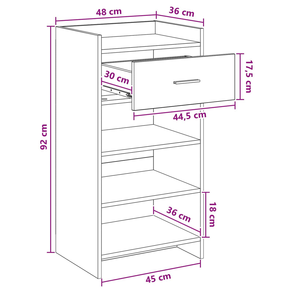 Schuhschrank Artisan-Eiche 48 x 36 x 92 cm Holzwerkstoff