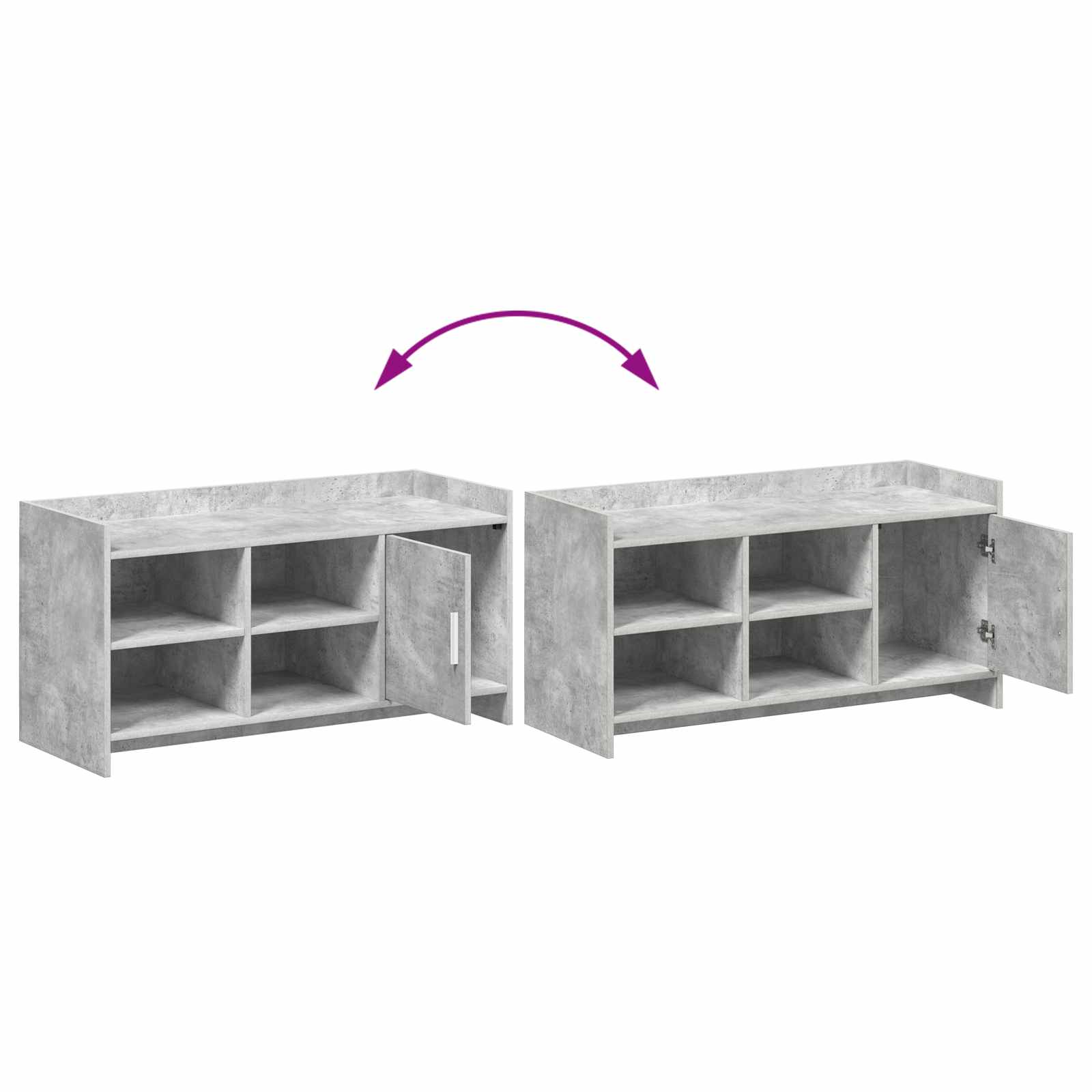 Schuhschrank mit Tür Betongrau 100 x 39,5 x 51 cm Holzwerkstoff