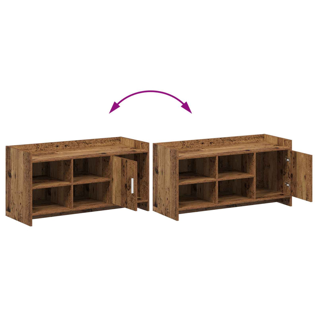 Schuhschrank mit Tür Altholz 100 x 39,5 x 51 cm Holzwerkstoff