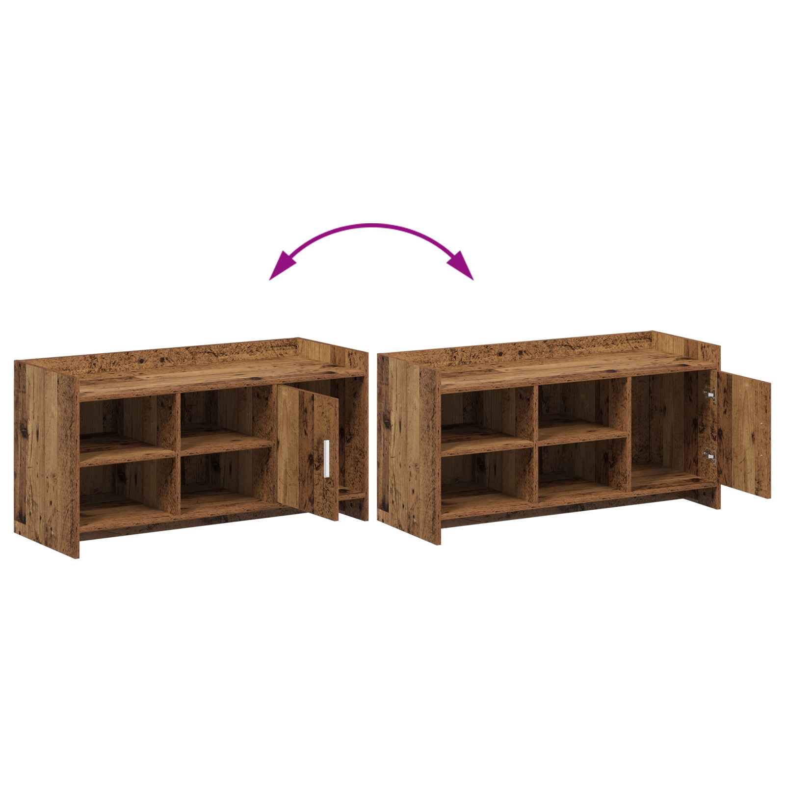 Schuhschrank mit Tür Altholz 100 x 39,5 x 51 cm Holzwerkstoff